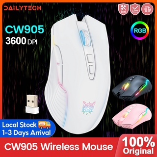 💥Local Stock💥Onikuma CW905 Pink Wireless Rechargeable Gaming  Mouse  With RGB Led Light Adjustable Maximum 3600DPI For Working at home
