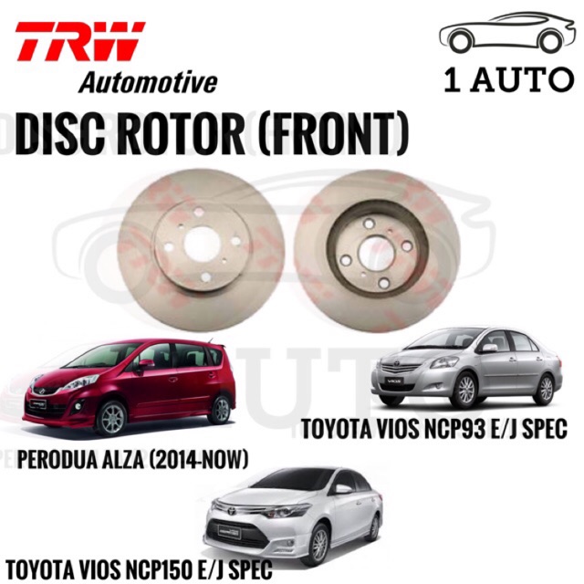 Trw Front Disc Rotor For Alza 14 18 Vios Ncp93 Ncp150 J E Spec Prius C Shopee Malaysia
