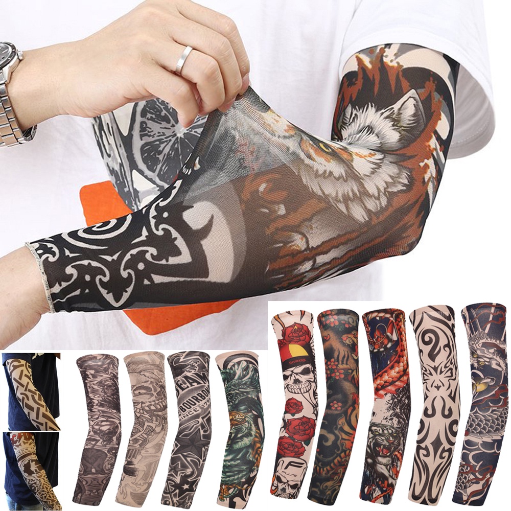 3D Tattoo Printed Arm Sleeves outdoor Sun Protection Outdoor Cycling shoulder sleeve Basketball Arm Warmers