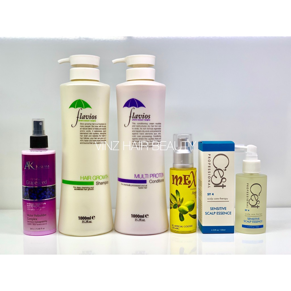 Flavios Shampoo Conditioner 1000ml With Leave In Spray Argan
