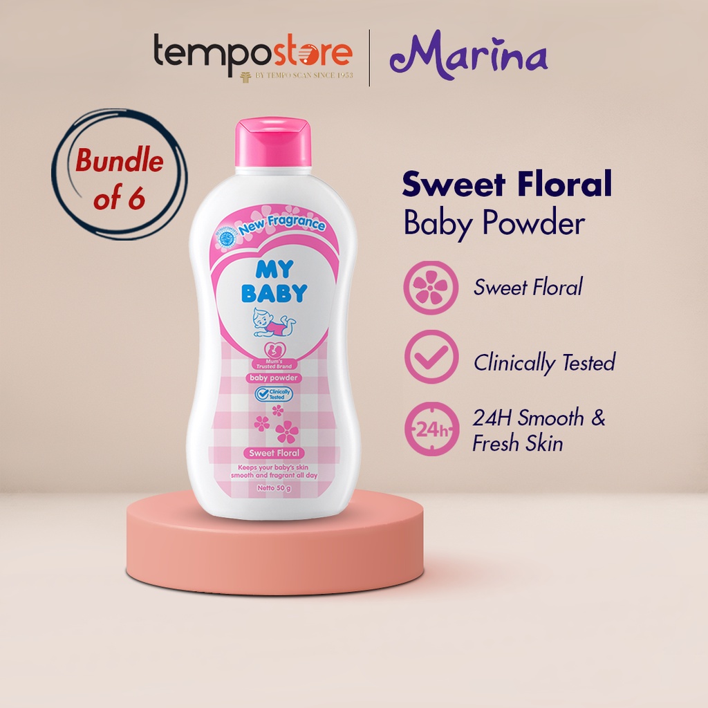 My Baby Powder Sweet Floral 50gm Pack Bundle Set Of 6 Shopee Malaysia