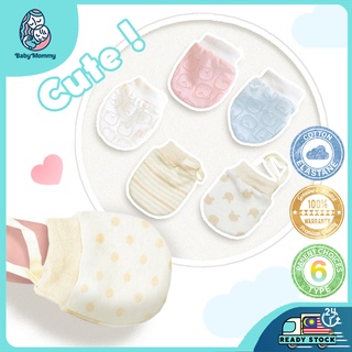Ready Stock 🇲🇾 Baby Cotton Mittens Newborn (1 Unit=1 Pair) Glove Baby Gloves Adjustable Mitten Sarung Tangan Bayi