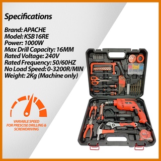 APACHE BOXER® 150 PCS SET | KSB16RE | 1000W | Corded Impact Drill Screw Driver (Super High Torque) | FULL SET | #2