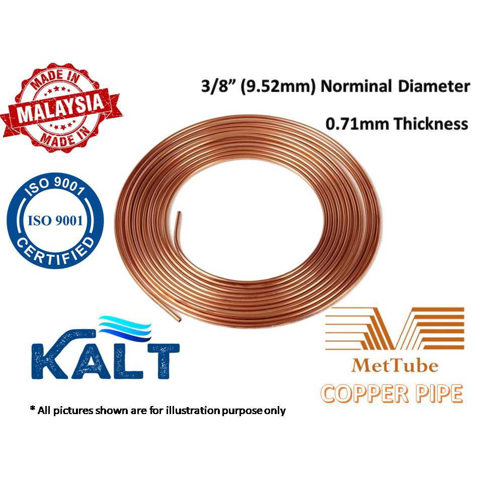 Mettube Copper Pipe 1 4 2分 6 35mm 3 8 3分 9 52mm 1 2 4分 12 7mm 5 8 5分 15 88mm X 0 71mm Thickness Copper Tu Shopee Malaysia