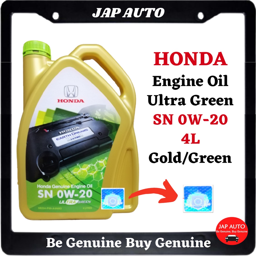 HONDA Original Engine Oil Ultra Green SN 0W-20 4L Minyak Hitam - Fluid ...