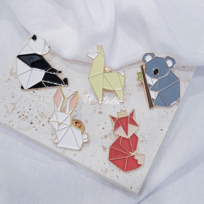 【19 studio】animals brooch handcrafted brooches panda fox rabbit accessories fashion cute brooch simple ins动物胸针几何简约