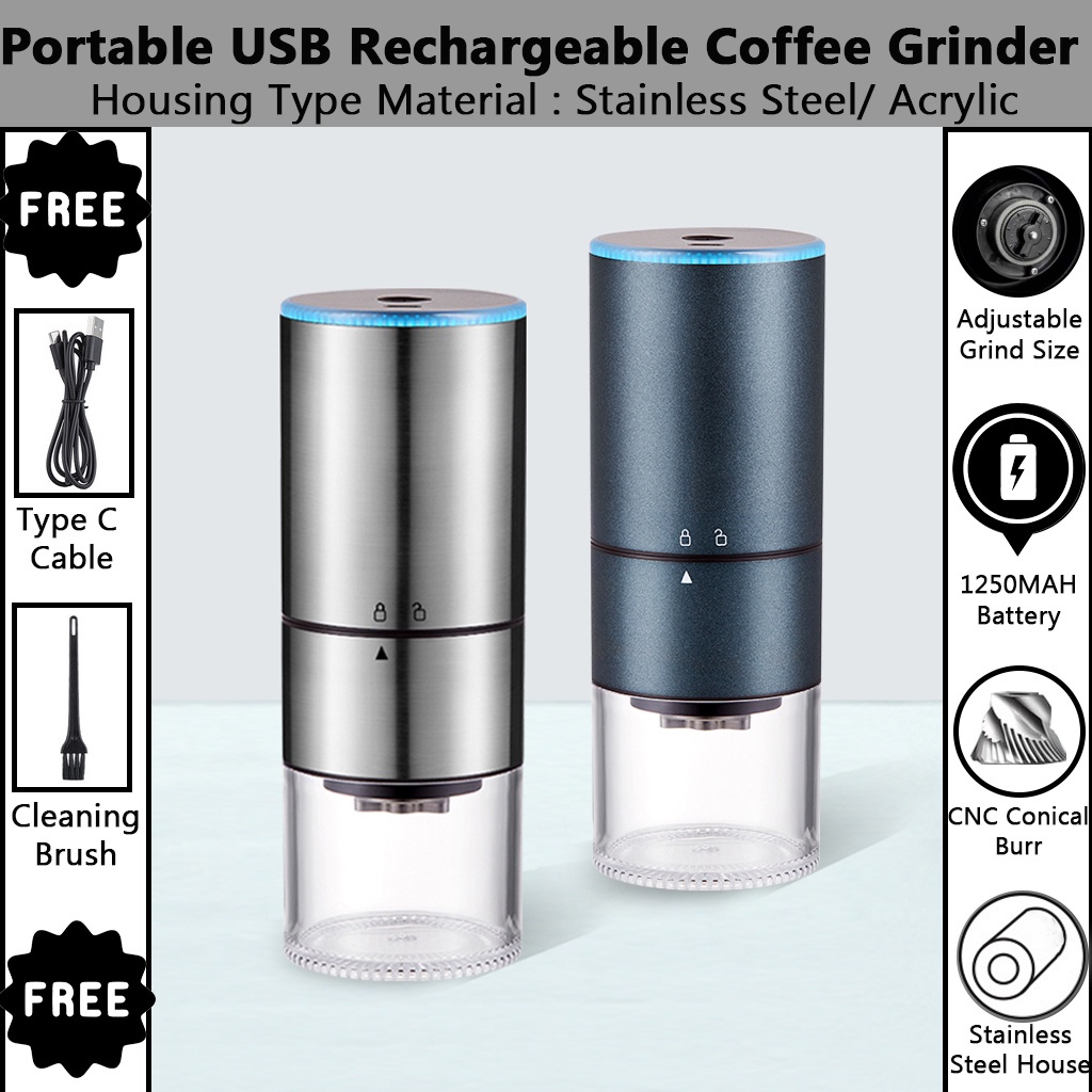 Coya Cozy Electric Rechargeable Automatic Portable Coffee Grinder with CNC Conical/Ceramic Burr [Adjustable Thickness]