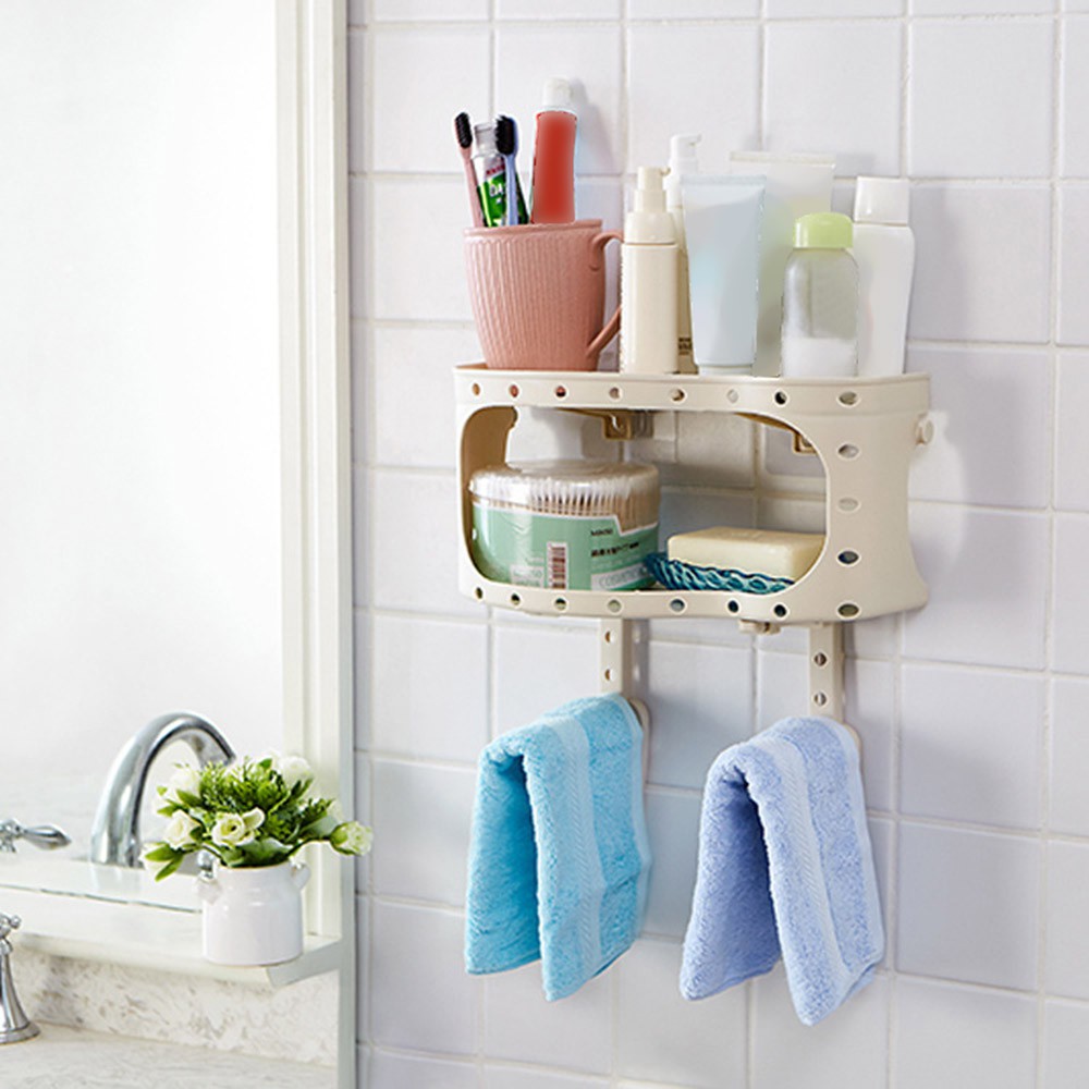 Plastic Suction Cup Bathroom Kitchen Corner Storage Rack ...