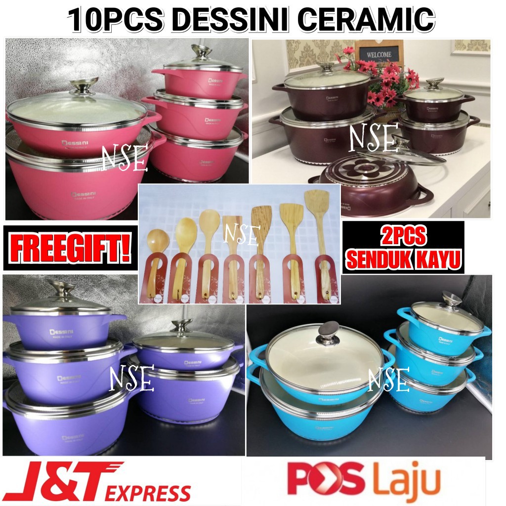  FREEGIFT 10PCS PERIUK  DESSINI ITALY POT CERAMIC  COATING 