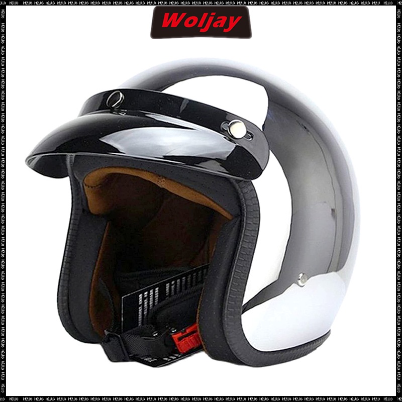 3/4 Open Face Motorcycle Jet Helmet Motosikal Muka Terbuka Chrome
