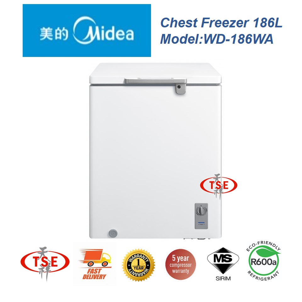 Midea WD186WA Chest Freezer Eco Friendly R600a Refrigerant 186L