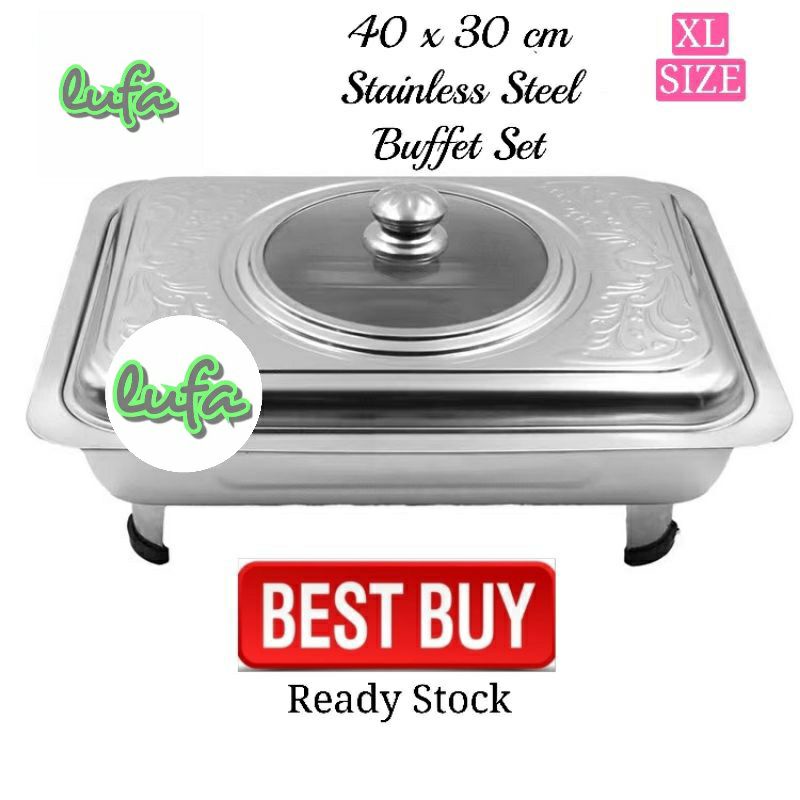 40x30 cm S/STEEL buffet set catering tray  embossed food pan food tray Warmer serving tray berkas lauk