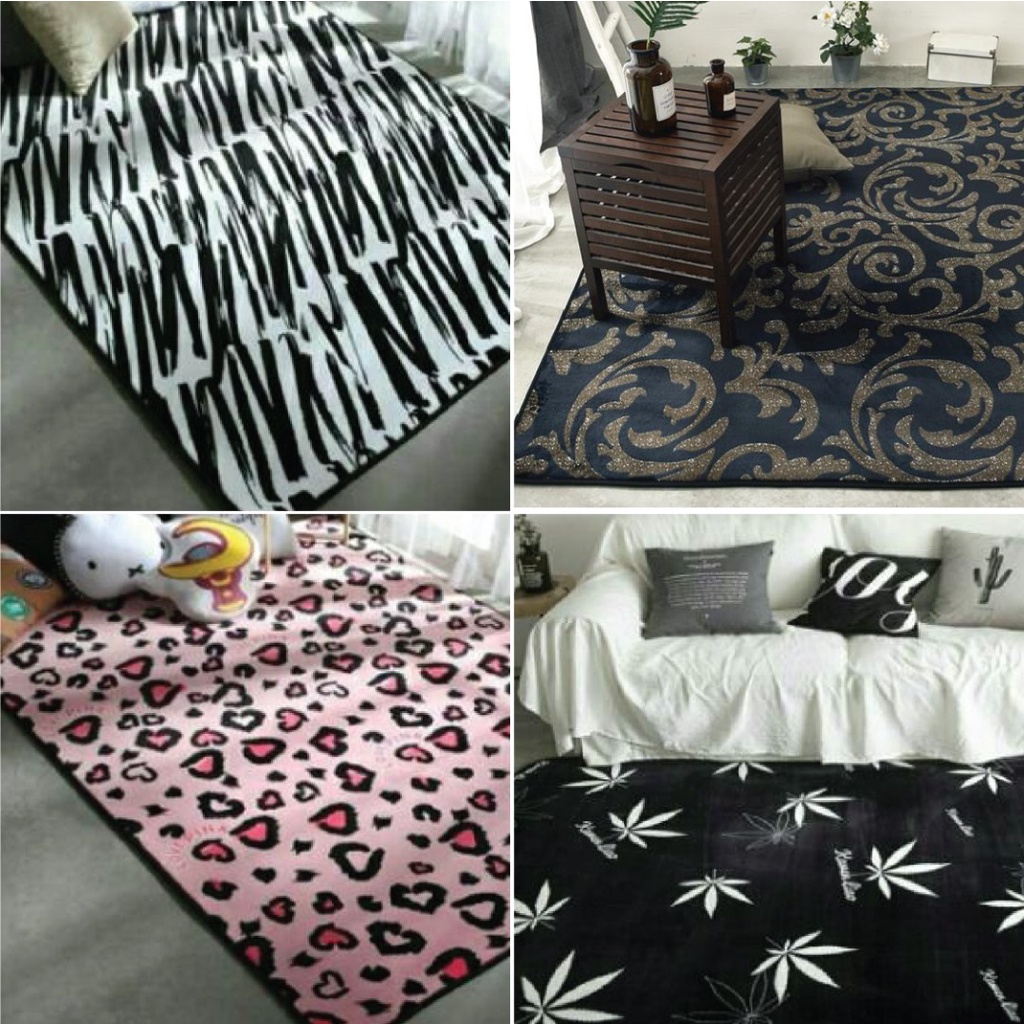 STOCK CLEARANCE!!! Low Pile Soft & Comfort Black & White Rug Tatami Carpet READY STOCK