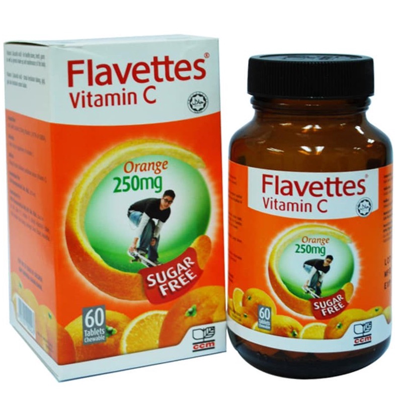 Flavettes Vitamin C Orange Sugar Free Chewable Tablet 250MG 60's [EXP