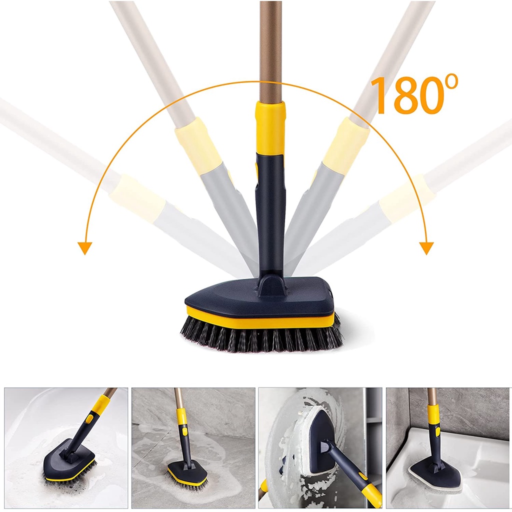 Versatile Purpose New BOOMJOY Tub Tile Scrubber Brush 2 1 Cleaning 58.2" Adjustable Telescopic Pole Stiff Bristles Sc...