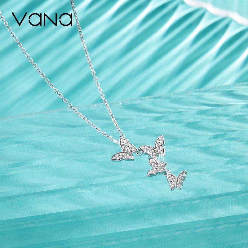 VANA butterfly necklace female sterling silver clavicle chain light