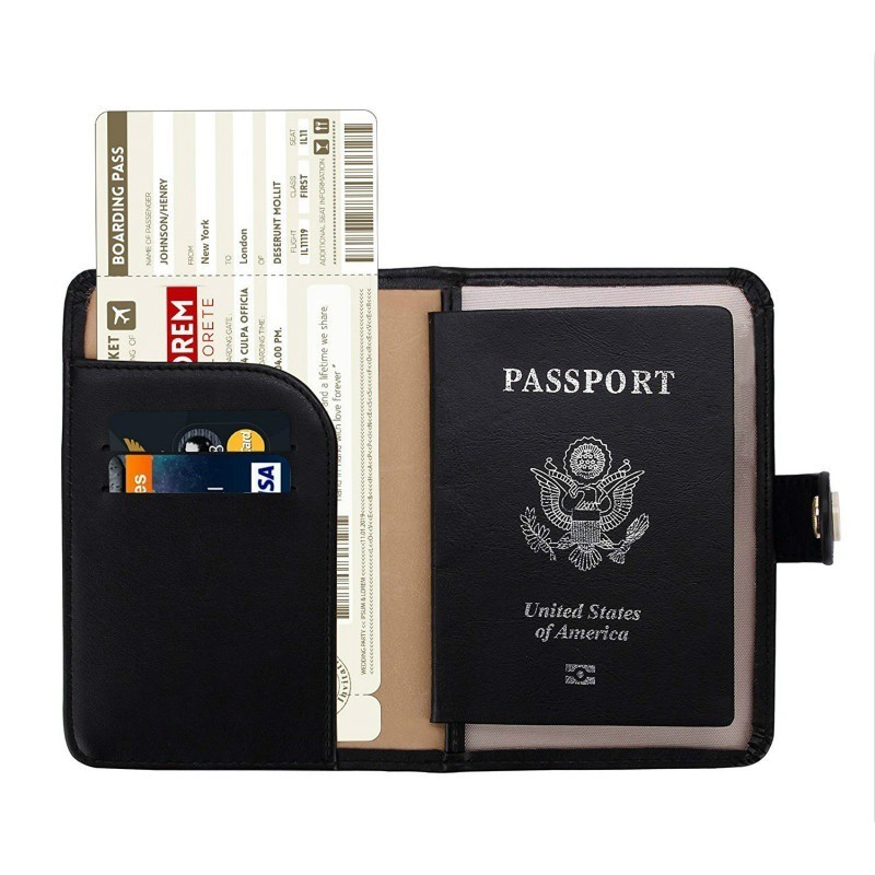 White Regular Polar Bear Leather Passport Holder Cover Case Blocking Travel Wallet
