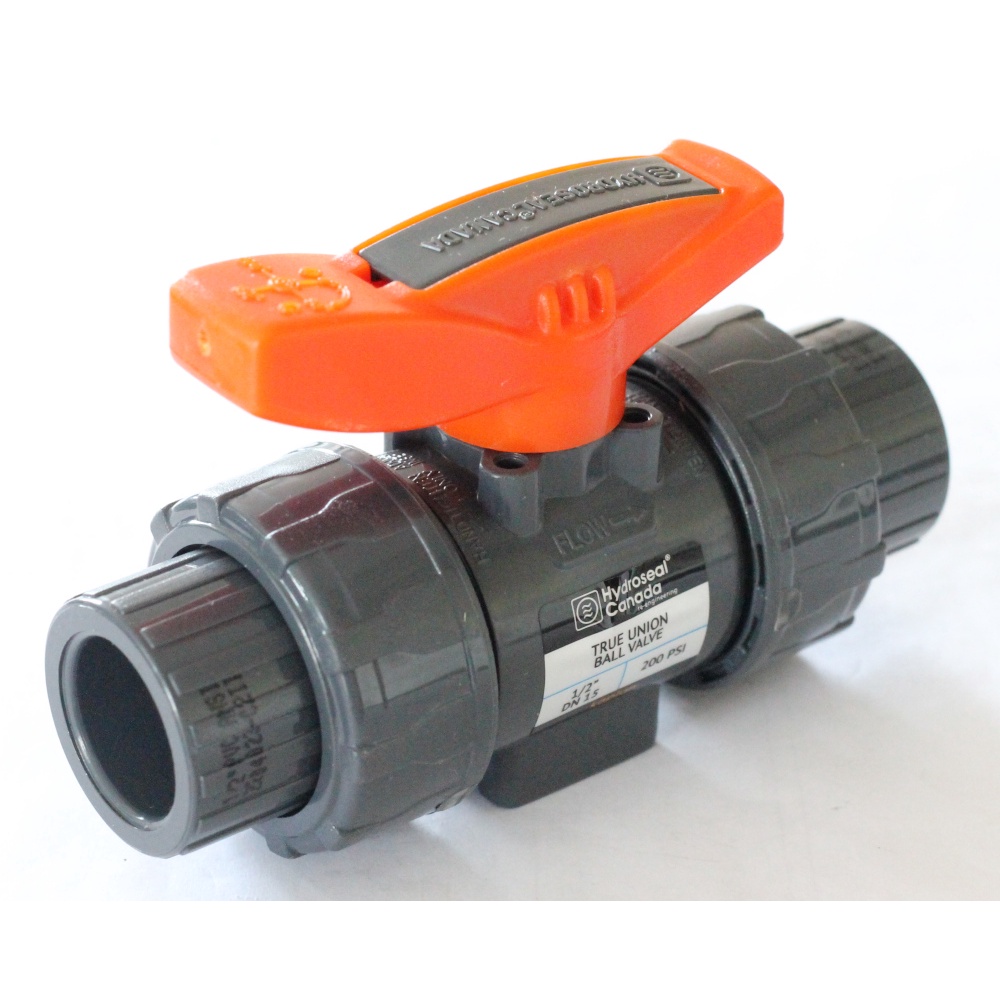 HYDROSEAL CANADA PVC Double Union Ball Valve Socket End 1/2 inch, 15 mm