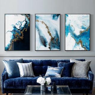 Nordic Abstract blue canvas poster prints pictures for living room NO ...