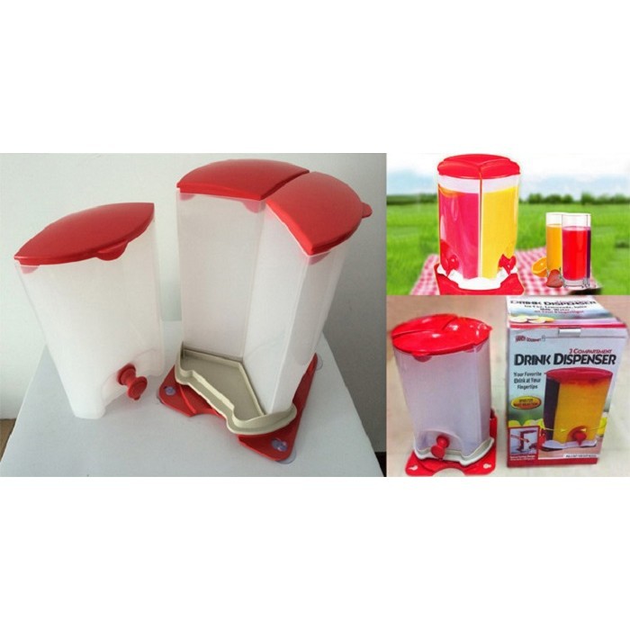 Buy 3 Compartment Juice Drink Dispenser Bottle Drinking Water 