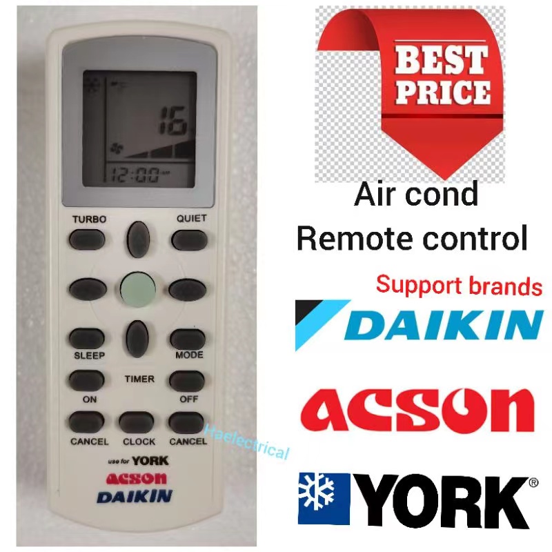 YORK DAIKIN ACSON Air Cond Remote Control 1HP3HP Replacement Shopee
