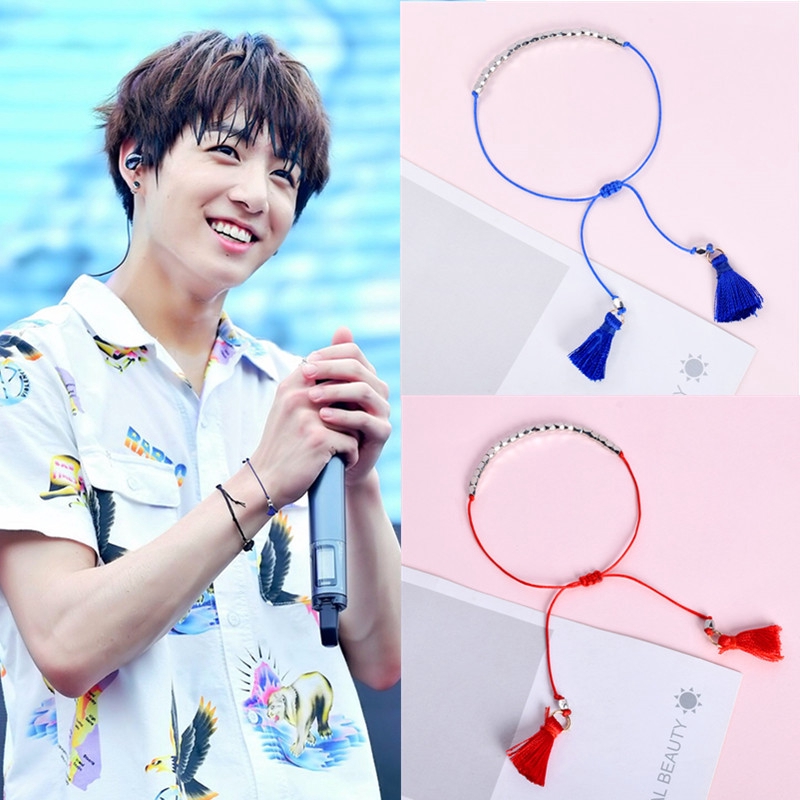 Kpop Bts Bracelet V Jungkook Hand Woven Tassel Bracelet Women Jewelry Fans Gift Shopee Malaysia