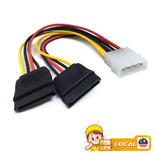 4Pin IDE Molex To 2 Sata Y Splitter Power Supply Cable Extension Sata