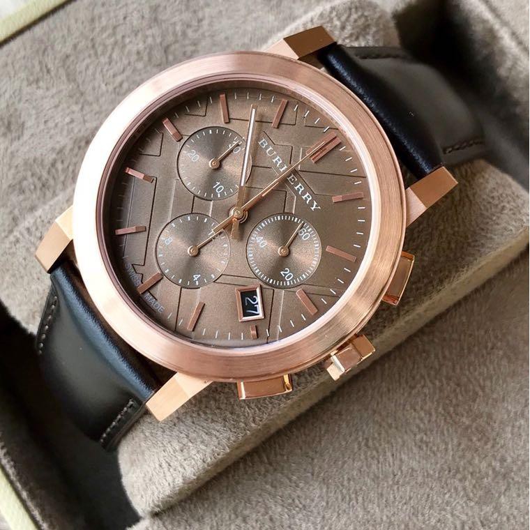 BURBERRY 'The City' Chronograph Brown Leather Watch BU9755 | Shopee Malaysia