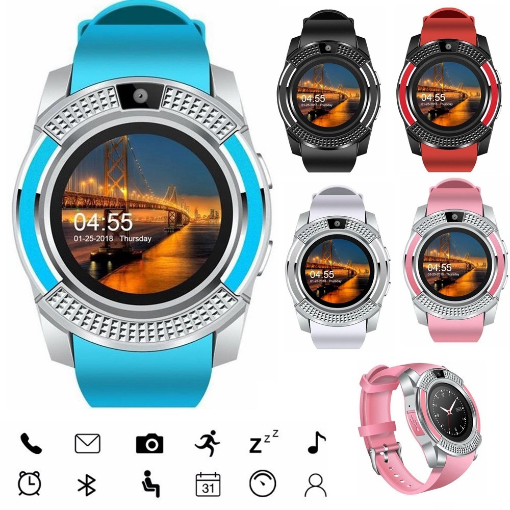 V8 Smart Watch Bluetooth Smartwatch waterproof SIM card or Bluetooth,  Pedometer | Shopee Malaysia