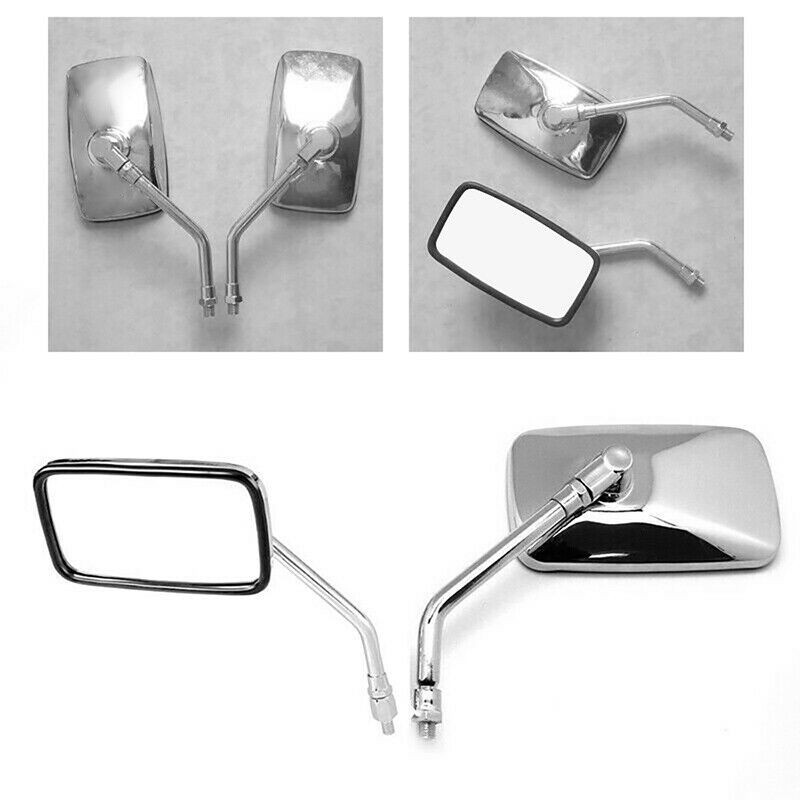 Universal Rectangle Aluminum Motorcycle Rearview Mirrors 10mm Chrome For Honda