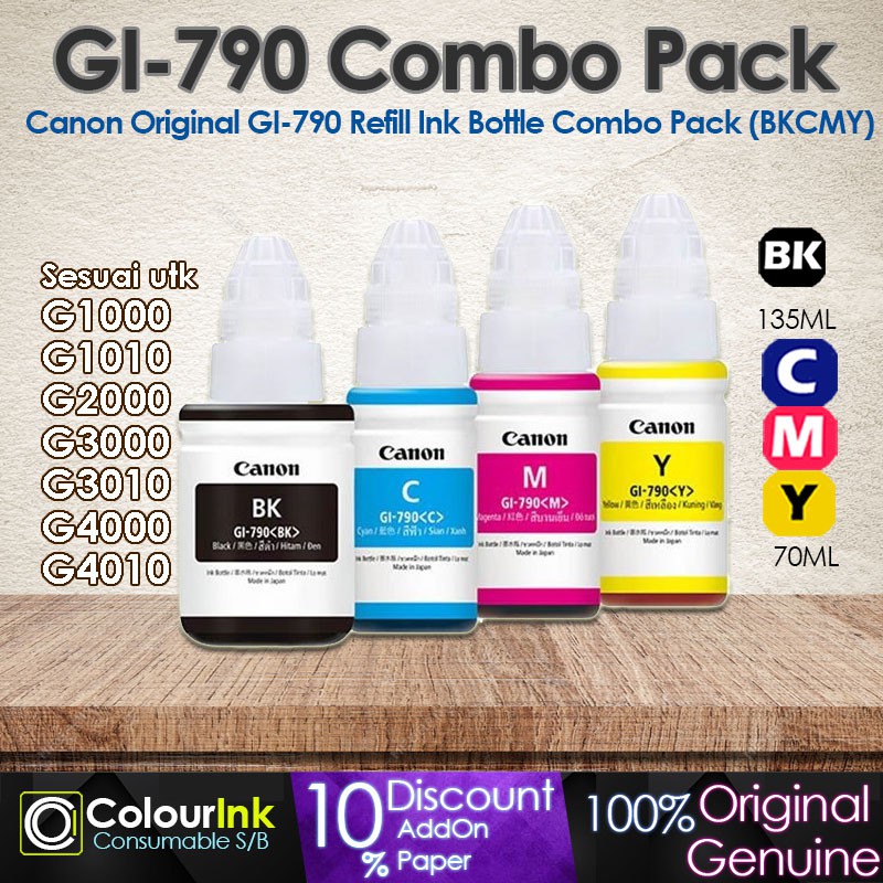 Canon Original Refill Ink GI790 Combo Set (BKCMY) G1000/G1010G2000