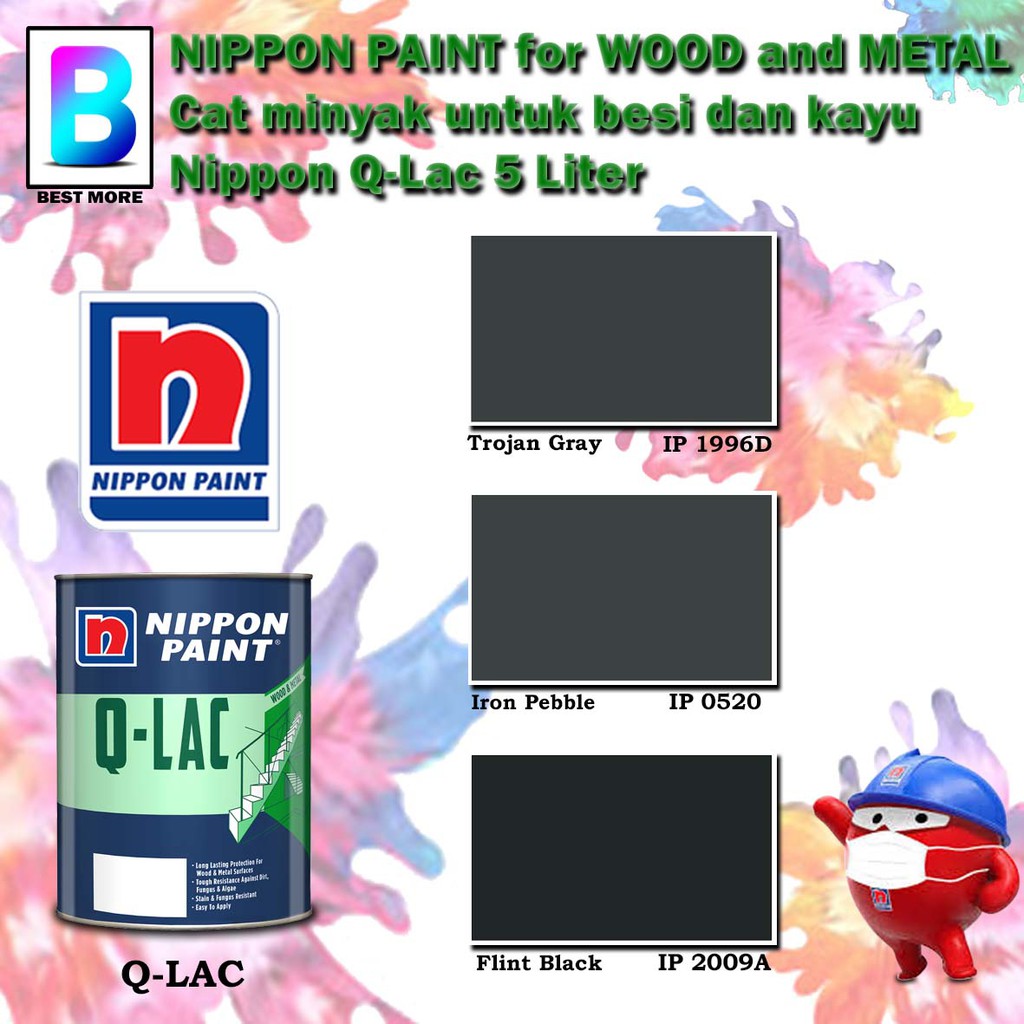 Nippon Paint Q-Lac Wood and Metal Paint Collection 5 Liter Trojan Gray ...