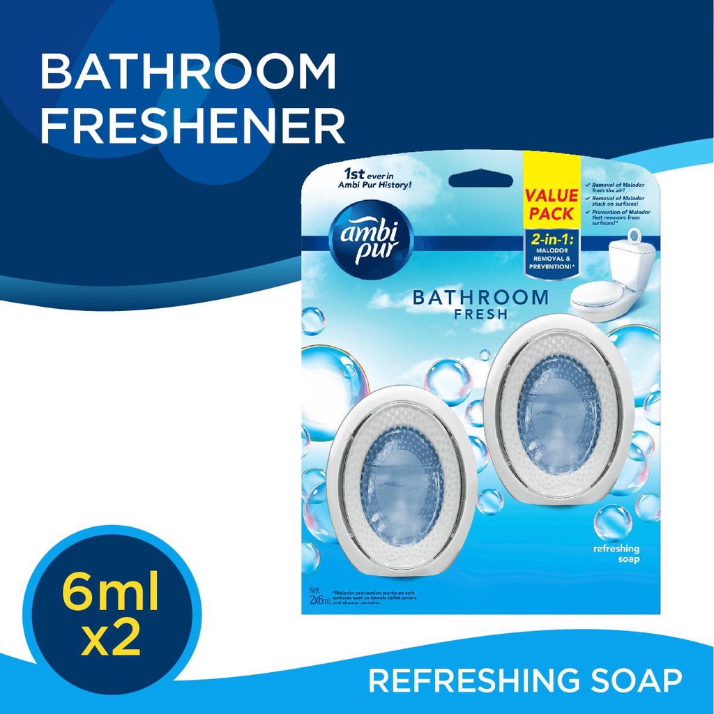 Ambi Pur Bathroom Fresh Refreshing Soap Air Freshener (6ml x 2