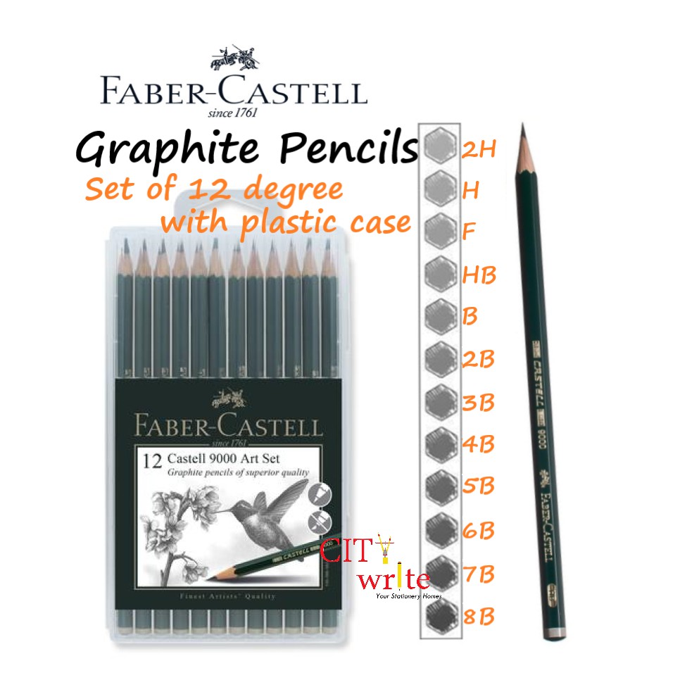 Art Supplies FaberCastell 9000 Graphite Sketch Pencil Sets Art 8B 2H set of 12 Crafts IN2182928