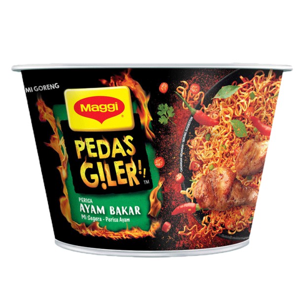 MAGGI Pedas Giler Cup Instant Noodle/MAGGI Pedas Giler Perencah (Ayam Bakar / Tom Yummz) [98g/97g]