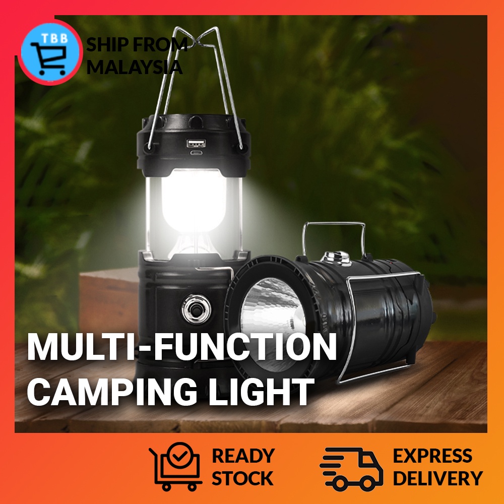 LED Camping Light Solar Rechargeable Power Bank Ultra Bright Flashlight