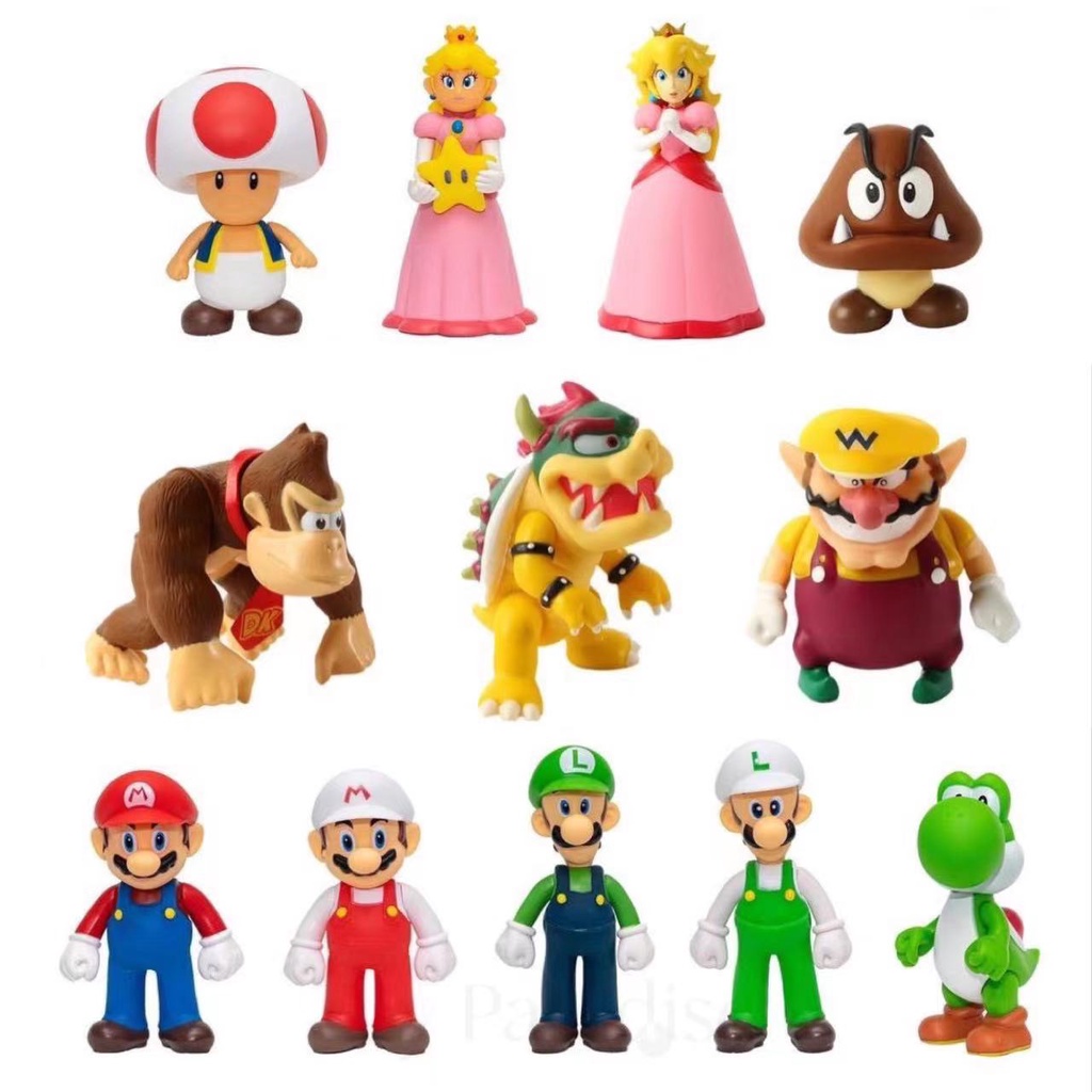 OEM 12cm Super Mario Bros Mario Luigi Yoshi Peach Captain Toad Donkey ...