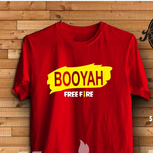 Booyah T Shirt Free Fire Clothes Tshirt Free Fire Red Battleground Shopee Malaysia