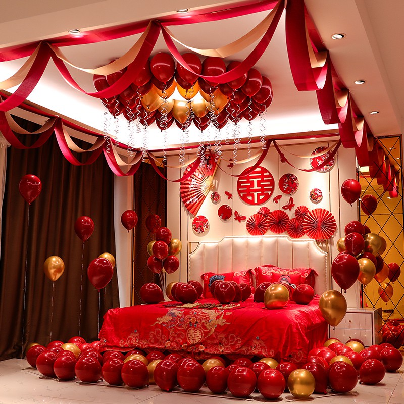 Wedding Decorations Marriage Room Decorate Suit To Marry The Man Of Chinese Style New Bedroom Adornment Creative Balloon Set Her Romantic Wedding Shopee Malaysia