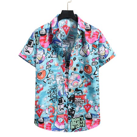 Baju Kemeja Lelaki Men shirt Kemeja lelaki Cartoon Short Sleeve ...