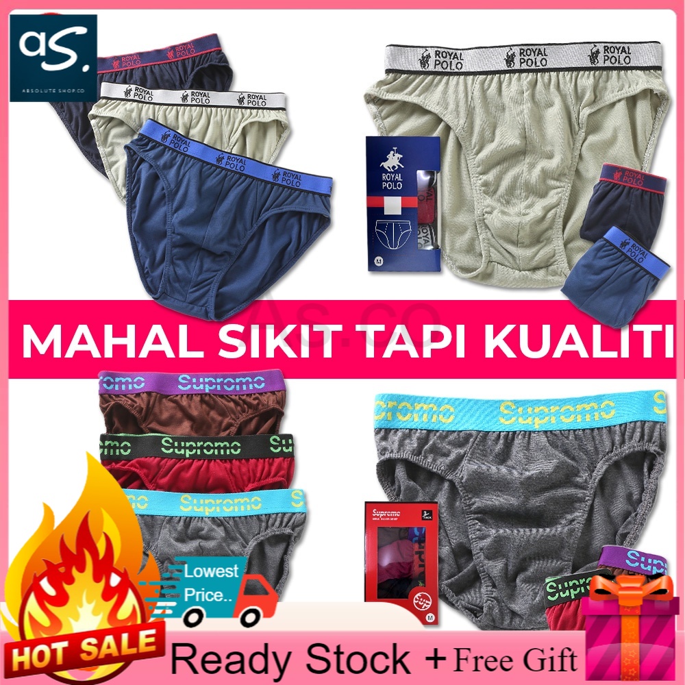 Seluar Dalam Lelaki Dewasa Cotton + Spandex [3HELAI = 1 BOX] Men ...