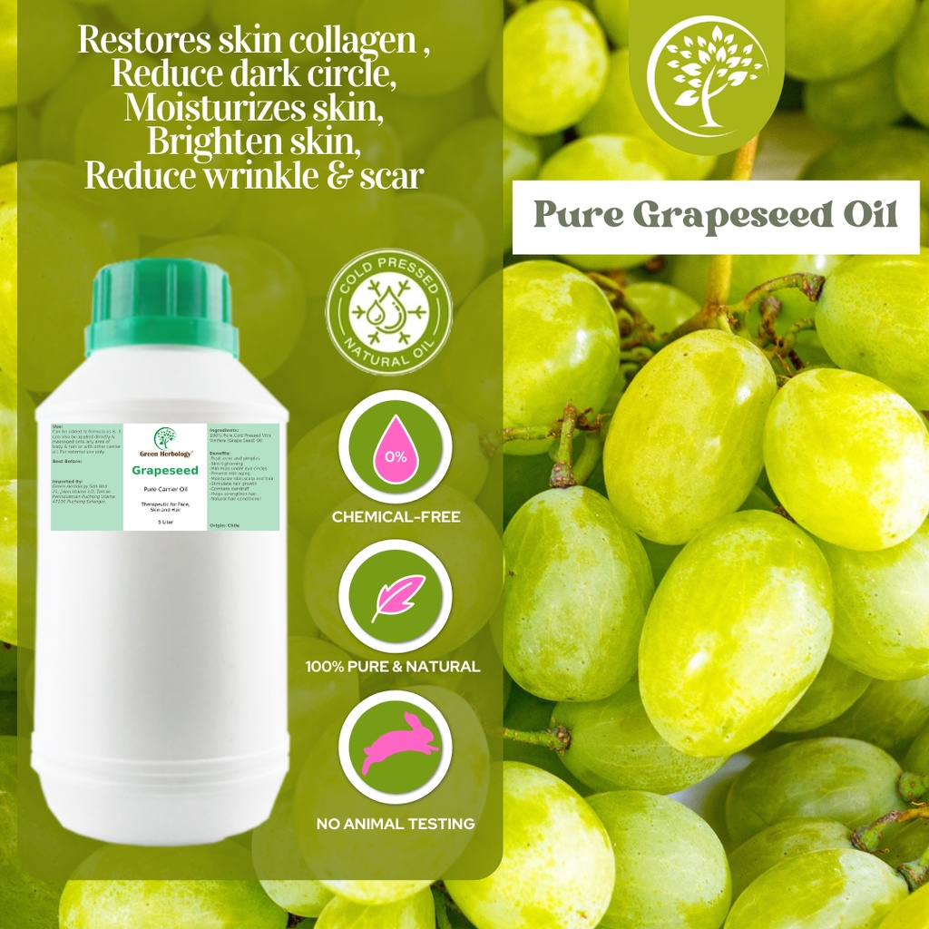 Cold Pressed Grapeseed Oil For Soap Making , Face Oil , Body Oil, Carrier Oil (1 Liter