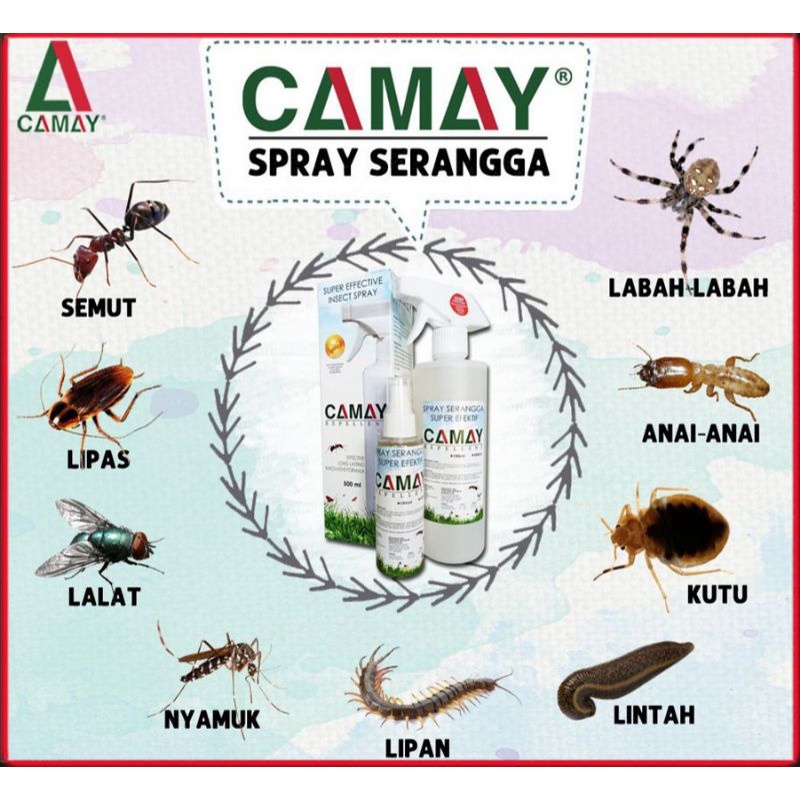 Camay Repellent Spray Serangga Natural Kutu Semut Pepijat Lipas Lipan Lalat Ulat Pokok Kutu Kucing Lice Ants Bed Bug Shopee Malaysia