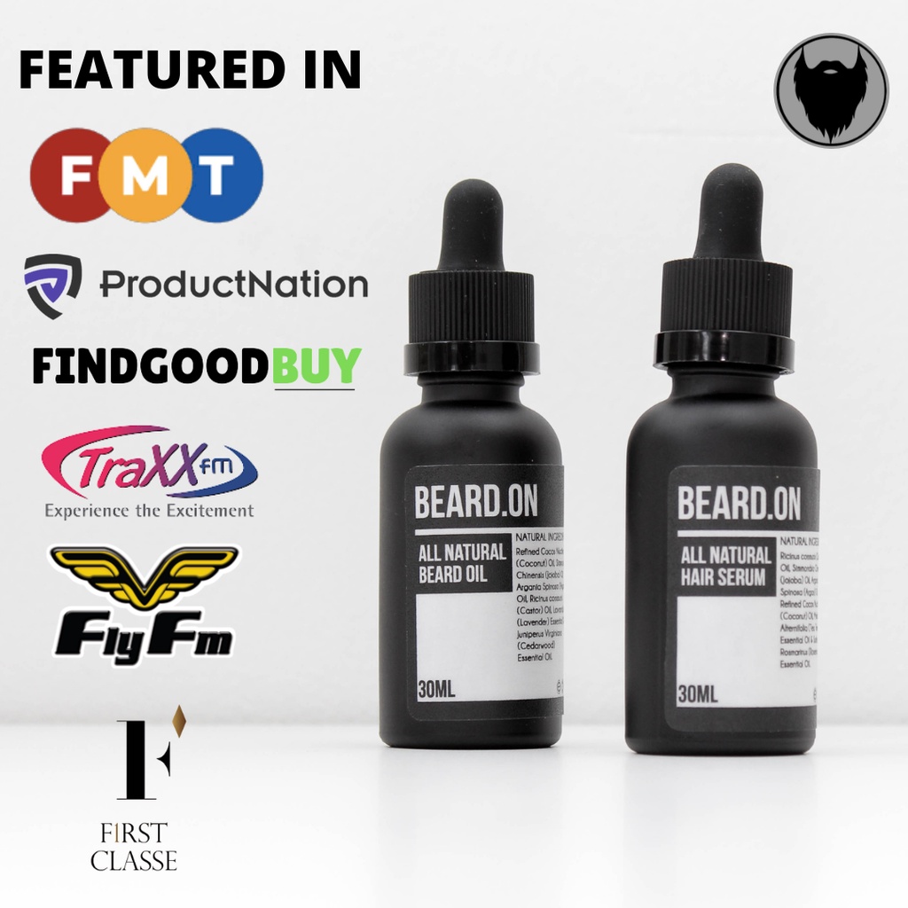 Beard.On Beard Oil & Hair Serum (Original) - Beard Growth Combo Set (Minyak Jambang & Misai)