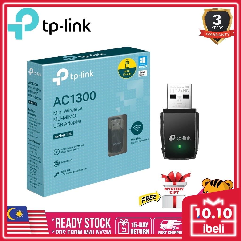 Tp-link Archer T3u Ac1300 Mini Wireless Mu-mimo Usb Wifi Adapter Archer 