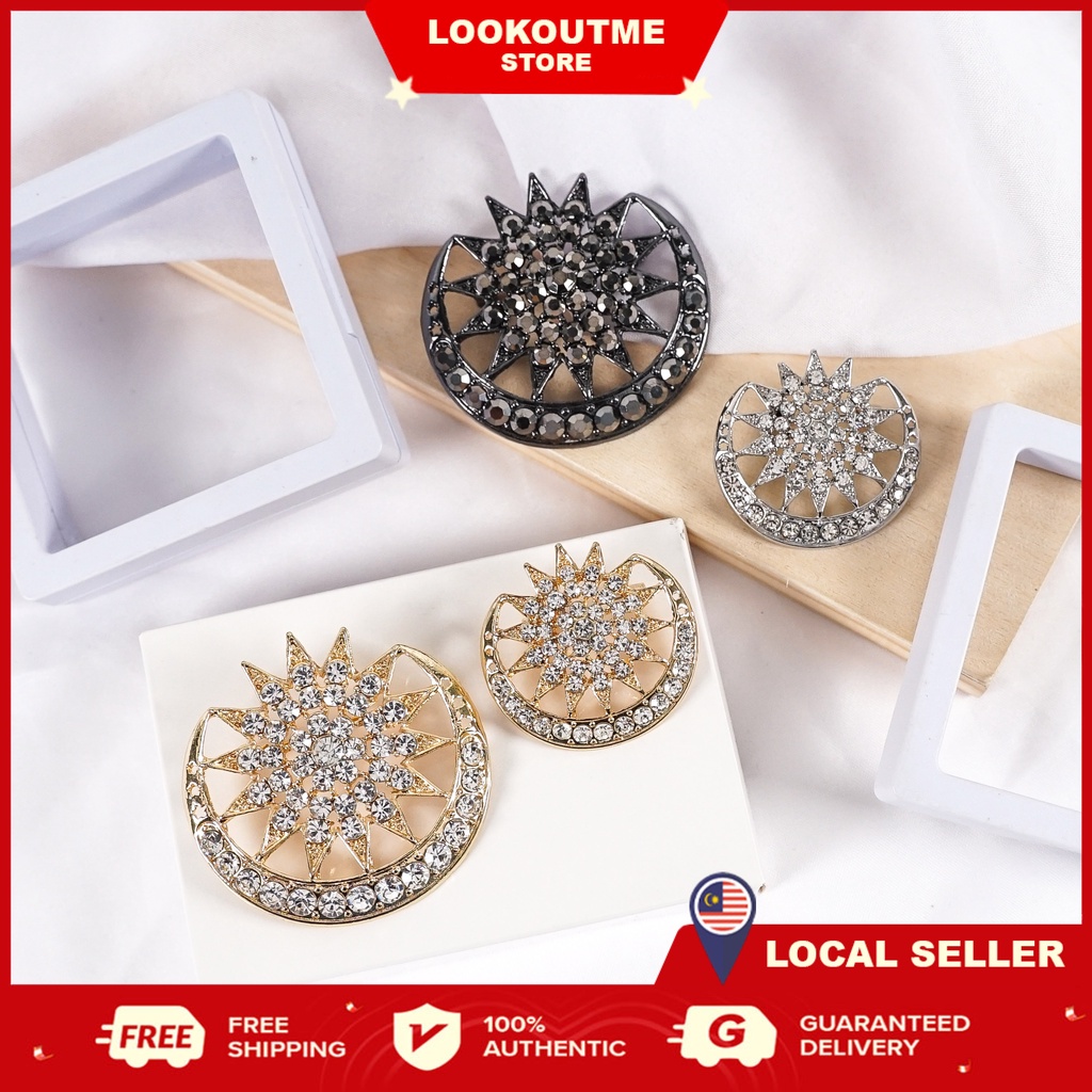 Songkok Kerongsang Korea Brooch Pin Tudung Permata Mutiara Muslim Men