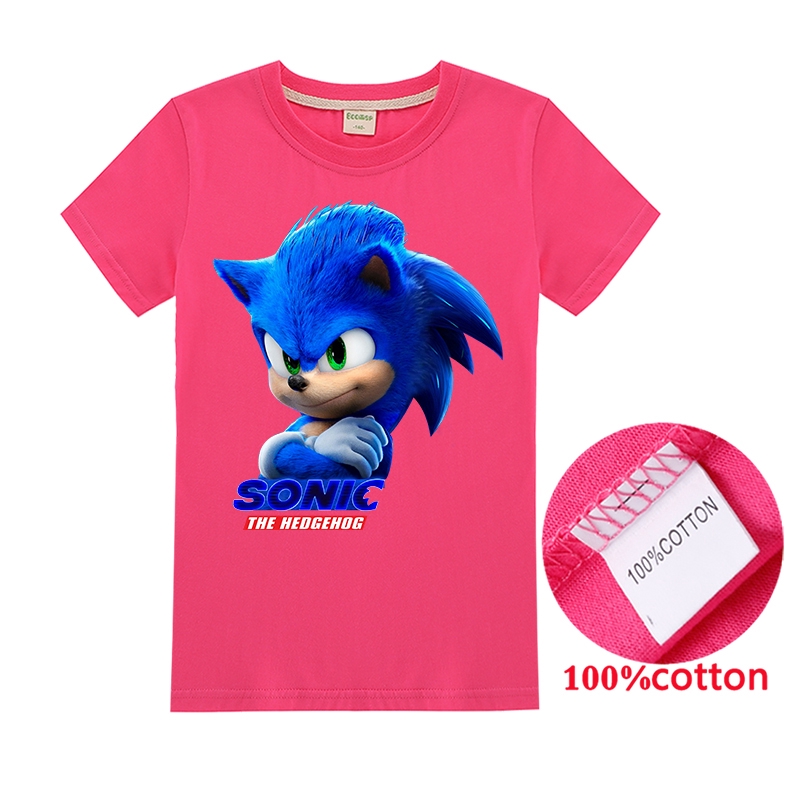 MPY-SEA Sonic T-Shirt Set Boys Girls 3D Cartoon Short Sleeve Shorts 2 Pieces Suits Kids Summer Cotton Tee Top Boys 