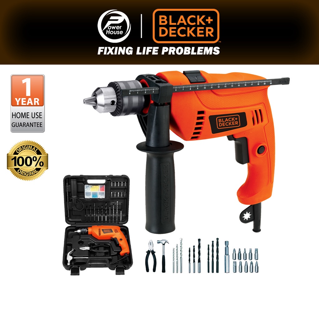 BLACK & DECKER HD555KOPR 550W 13mm VSR Hammer Drill DIY Set Value Pack