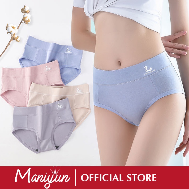 Maniyun White Swan Middle Waist Panties 100% Cotton Comfort Breathable Panties Women Underwear