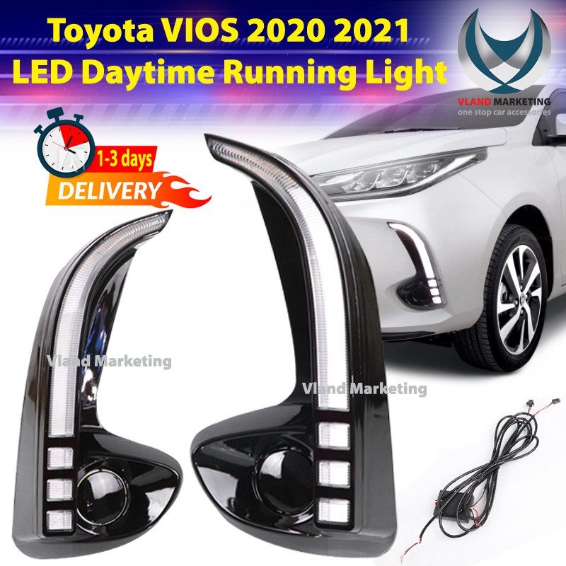 Toyota VIOS 2020 2021 LED Daylight Daytime Running Lights DRL Fog Lamp lampu Turn Signal Light